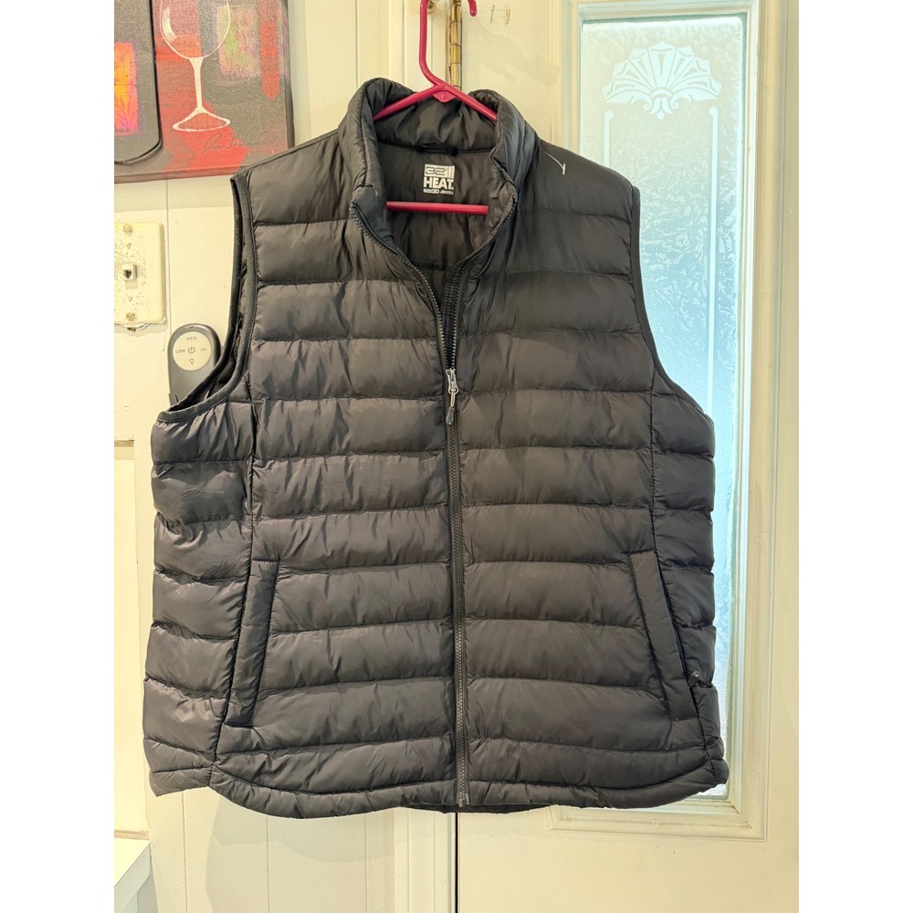 32 Degrees Heat Mens Puffer Vest Black Quilted Full Zip Sleeveless Jacket XXL